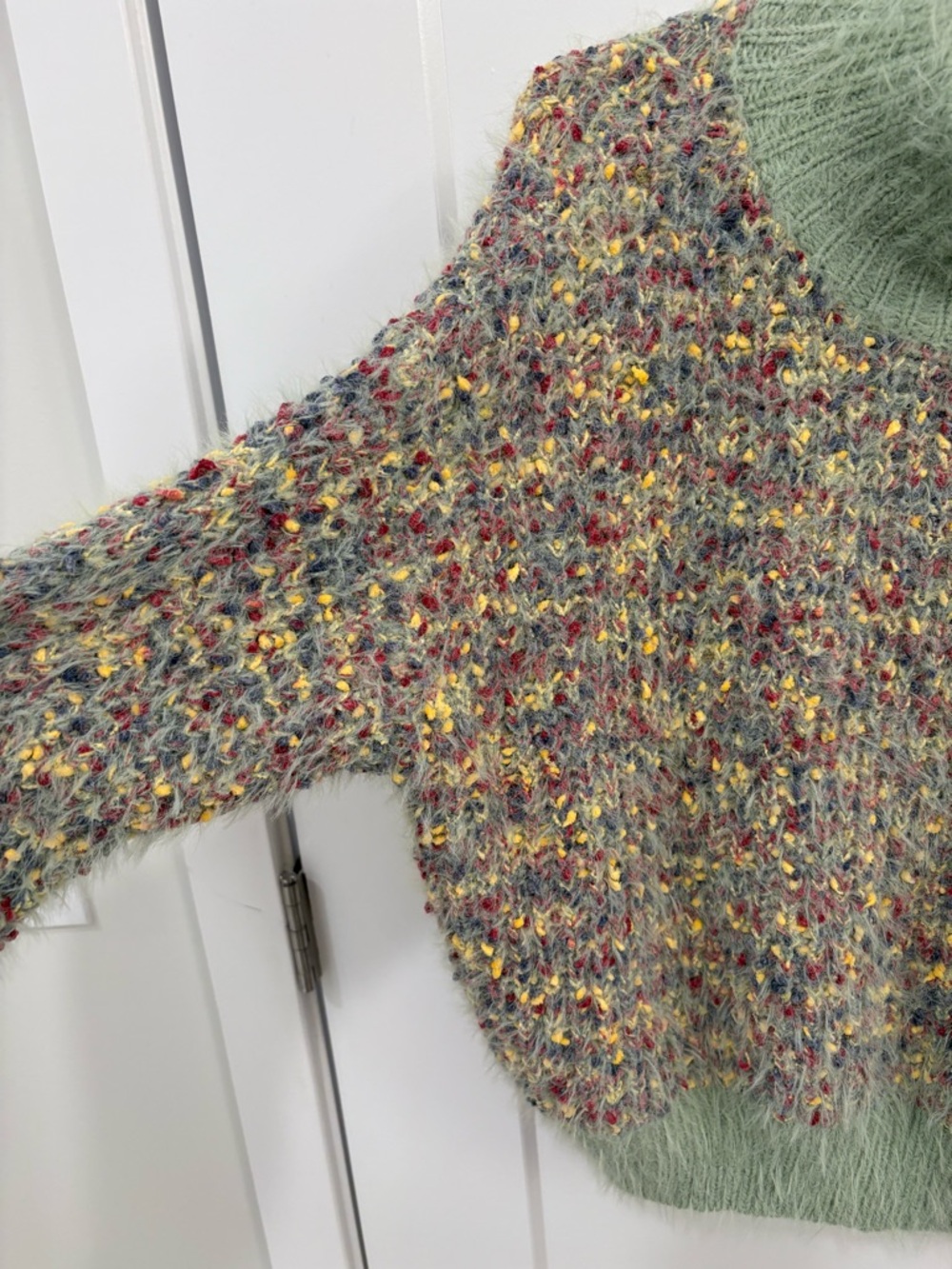 Anthropologie Raga Oversized Boucle Knit Mock Neck Sweater Size XS - Picture 3 of 16